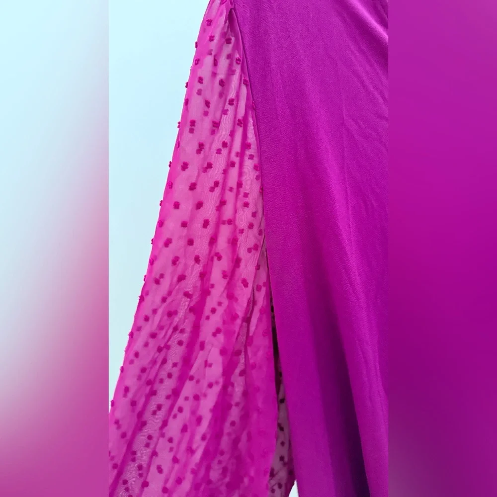 Adrianna Papell Deep Purple Blouse with Sheer Sleeves size 1X - Picture 4 of 6